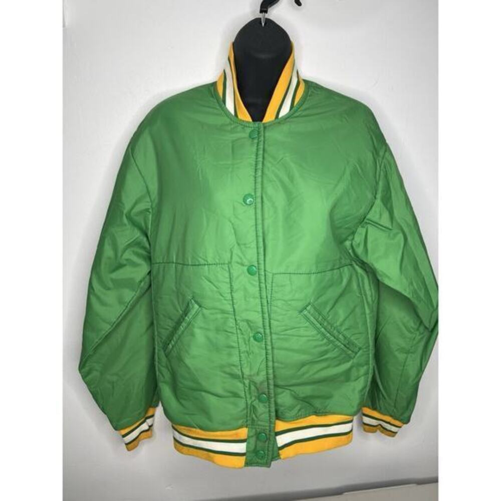 Vintage Betlin Made In USA Green Yellow Bomber Jacket Men’s Size Medium